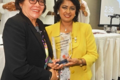 H.E. First Lady of Guyana, receiving her Award from the President of Mauritius, H.E. Ameena Gurib, during CELD New York event 2017