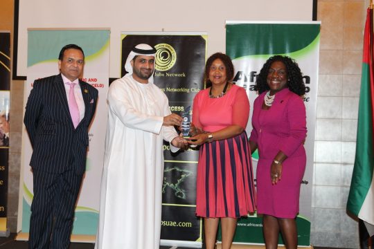 Mrs. Patience Nyaoga, receiving her Award for HH Sheikh Al Maktoum