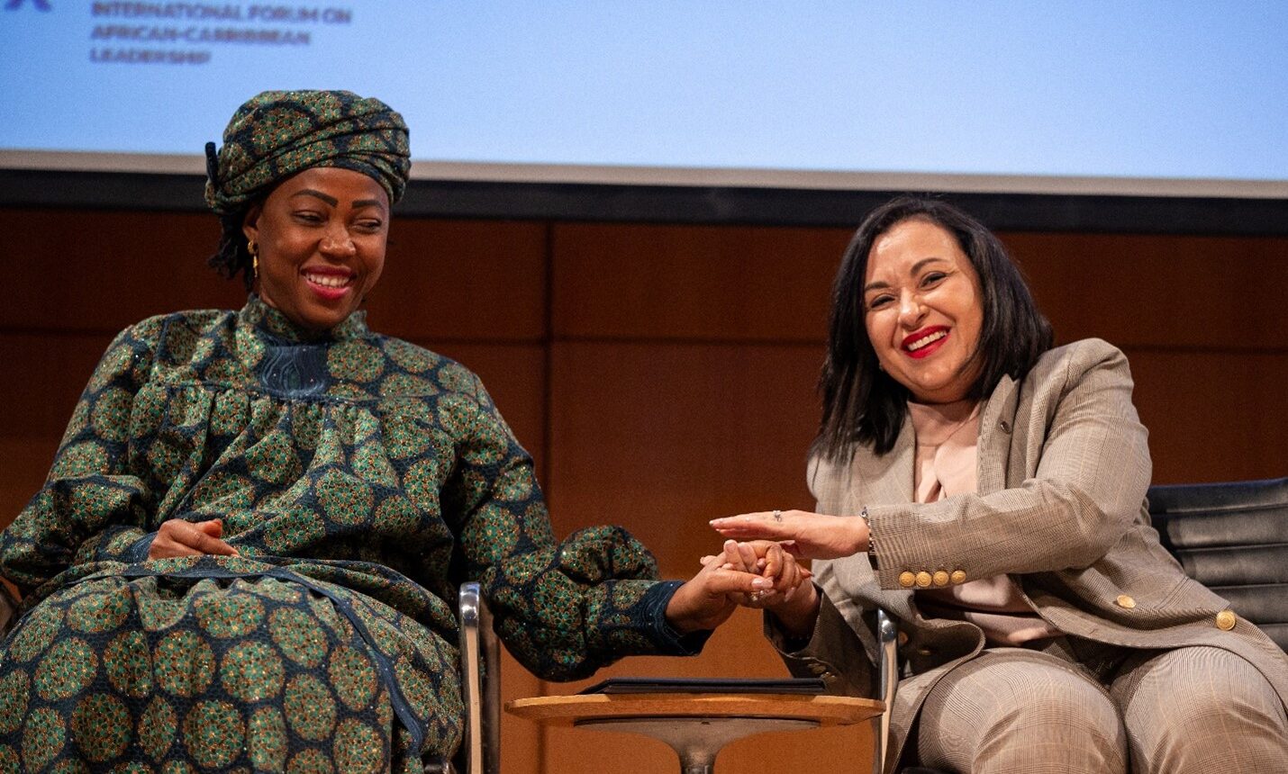 From Right – Left: HE, Dr. Fatima Maada Bio, First Lady of the Republic of Sierra Leone & HE, Rossana Briceño, Spouse of the prime minister of Belize at GPWF 2025 New York Event