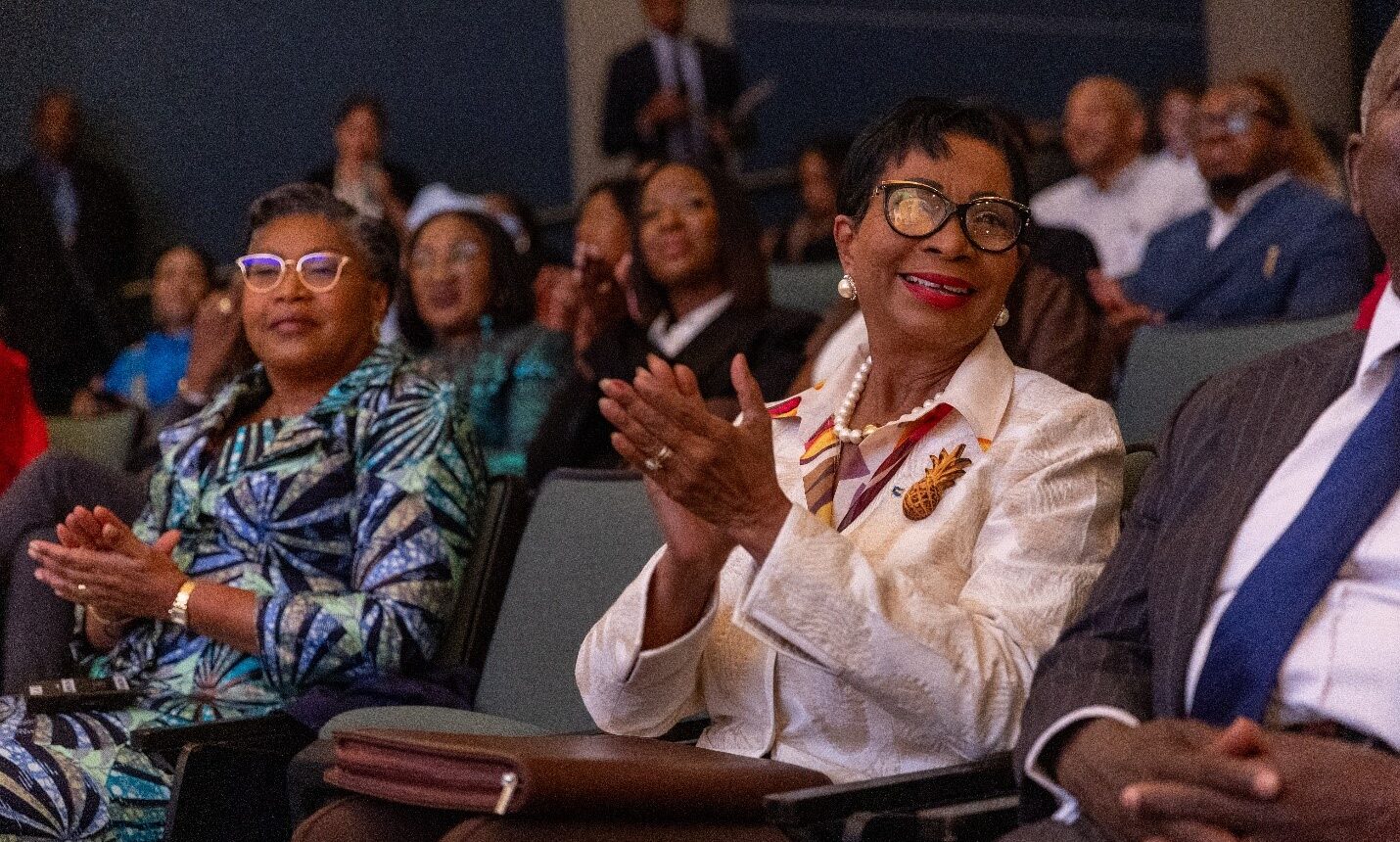 Right – Left: HE, Judith Suminwa Tuluka, Prime Minister of the Democratic Republic of the Congo & HE, Mrs. Ann Marie Davis, Spouse of the Prime Minister of the Commonwealth of The Bahamas at GPWF 2025 New York Event