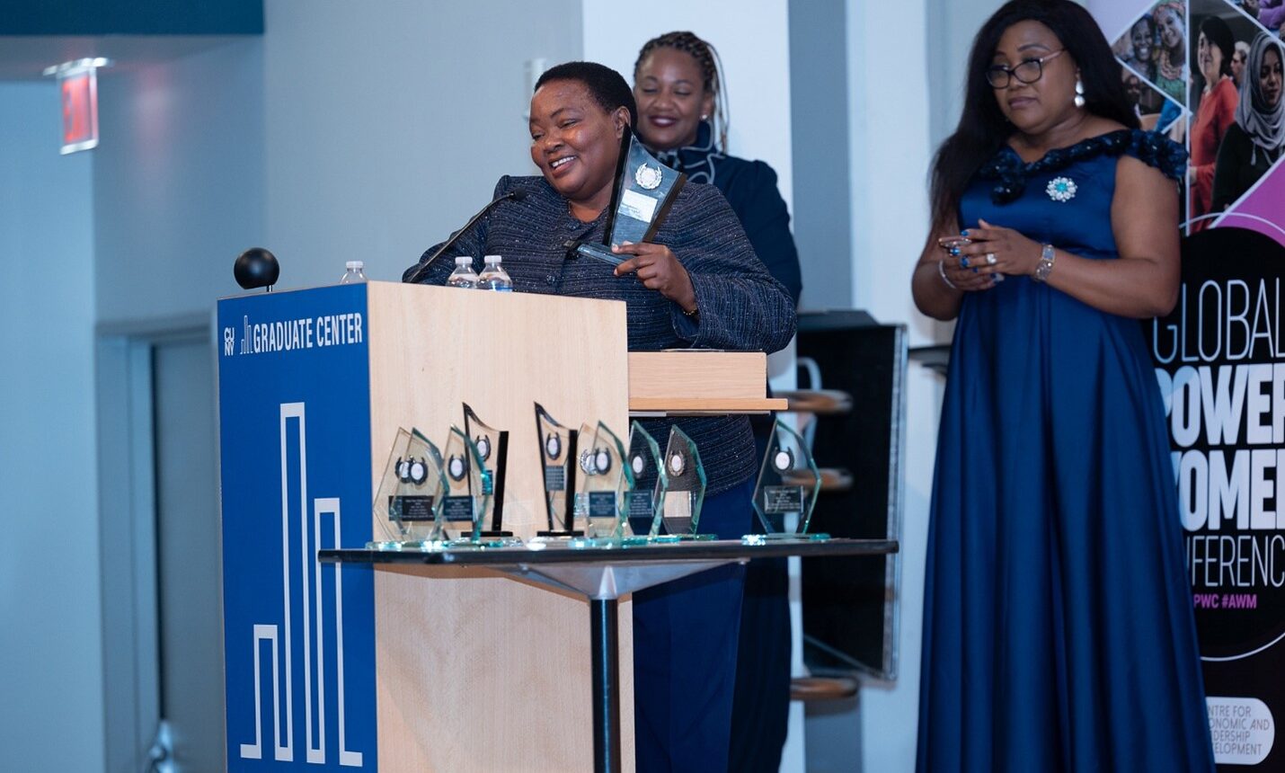 Her Excellency Robinah Nabbanja, The Prime Minister of Uganda gives her speech after receiving the GPW Award in New York