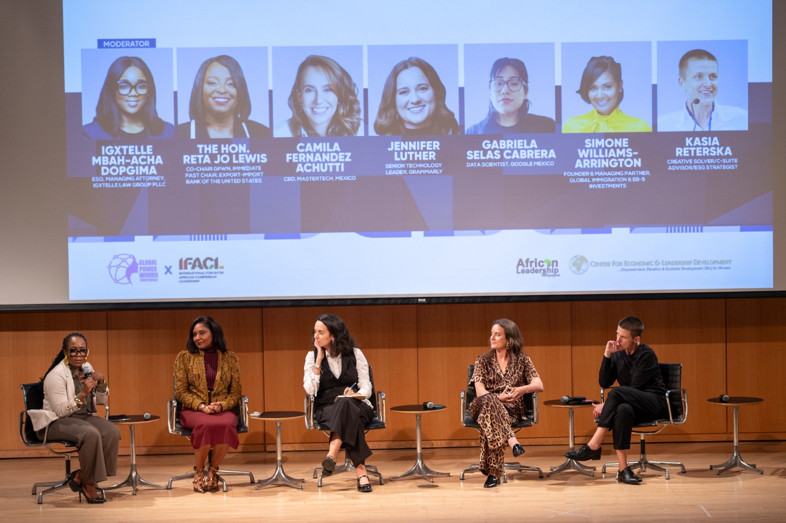 Empowering Women Entrepreneurs in the Digital Age panel at GPF 2025 - Ibifuro Ken-Giami, Igxtelle Mbah-Acha Dopgima, Reta Jo Lewis and distinguished leaders